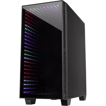 Korpusas INTER-TECH X-608 INFINITY MICRO, microATX, RGB, priekinis ir šoninis grūdintas stiklas, be PSU