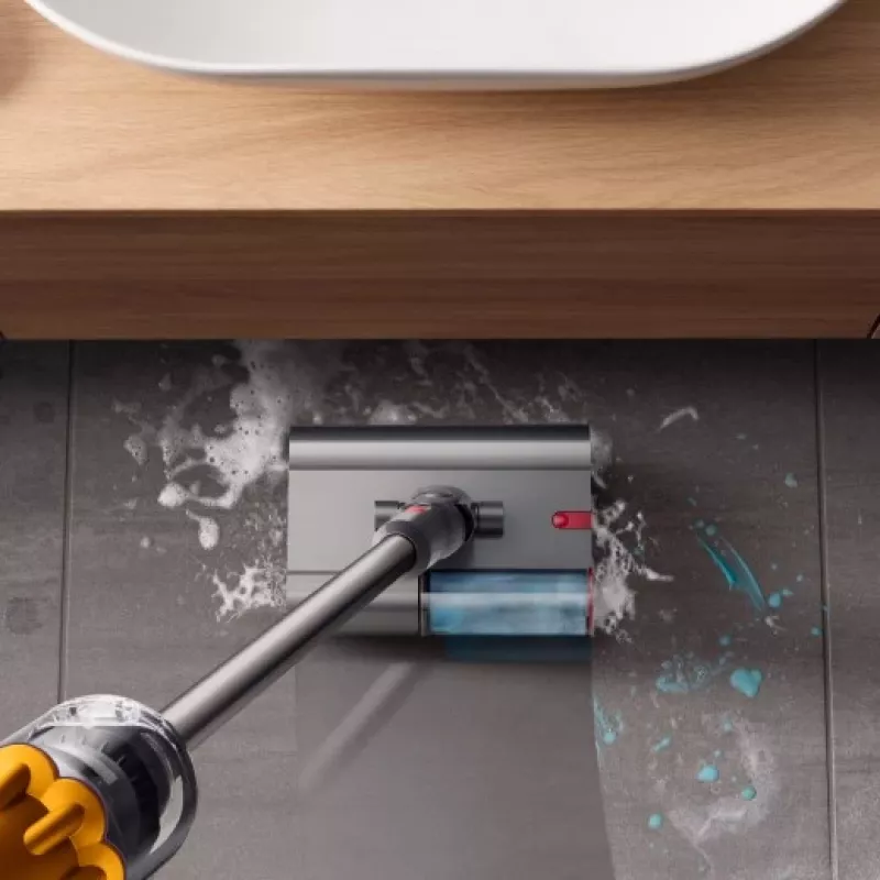 Dyson V12 Submarine 3-in-1 lazdelinis dulkių siurblys, akumuliatorinis, sausas ir šlapias valymas, HEPA, be maišelio, 0,35 l, nikelio ir geltonos spalvos