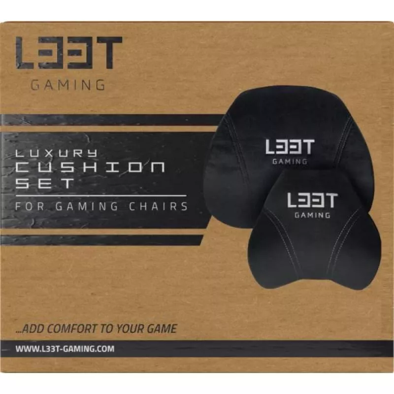 L33T Gaming 160382 Prabangus žaidimų kėdės pagalvėlių rinkinys, Atminties putos, Aksomas, Itin minkštas, Juodas