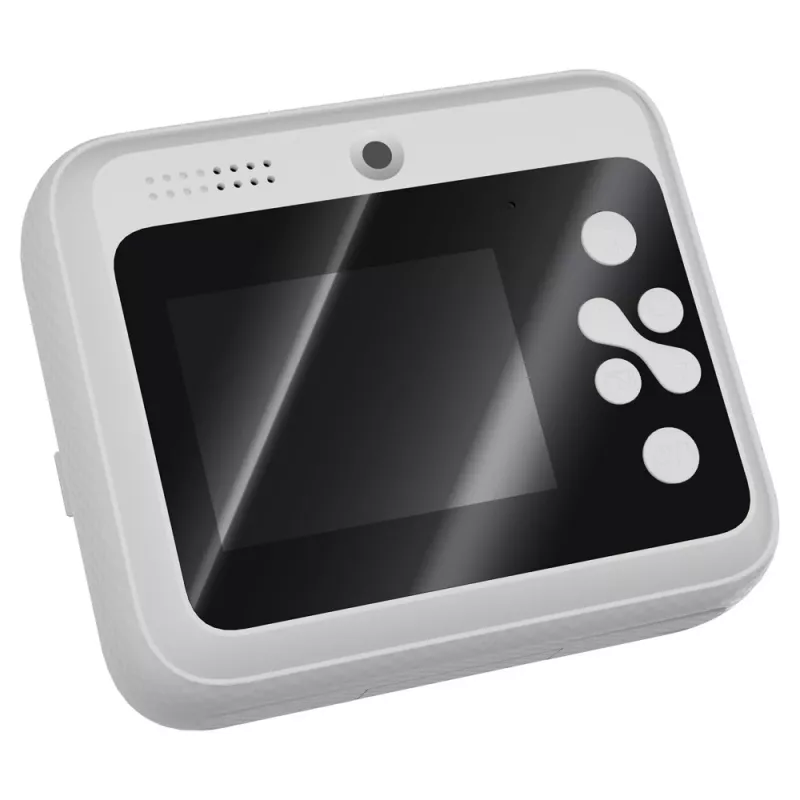 Momentinio spausdinimo fotoaparatas vaikams SAVIO AN-01, baltas, 2,4 colio LCD, MicroSDHC iki 32 GB, USB-C, 1200 mAh baterija, be integruotos blykstės