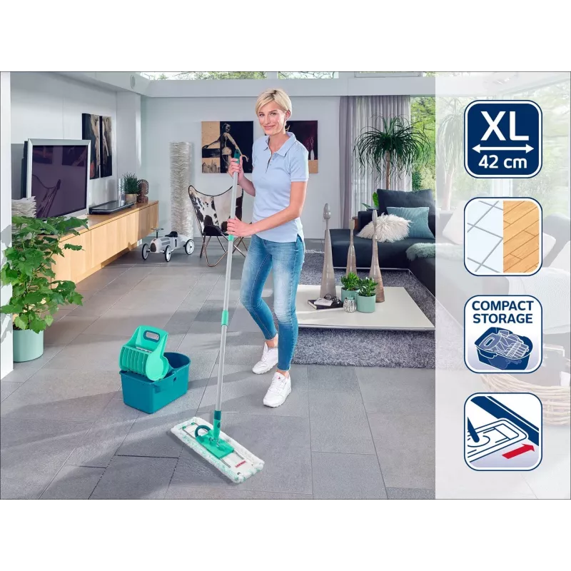 Leifheit 55092 šluota Microfibre 8000 ml Sauso ir šlapio valymo mikropluoštas Mėlyna, Pilka