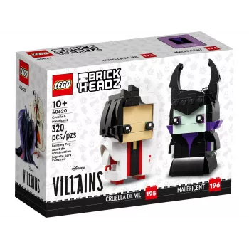 Kolekcinės figūrėlės LEGO Cruella ir Diabolina BrickHeadz 40620 rinkinys, 2 figūrėlės
