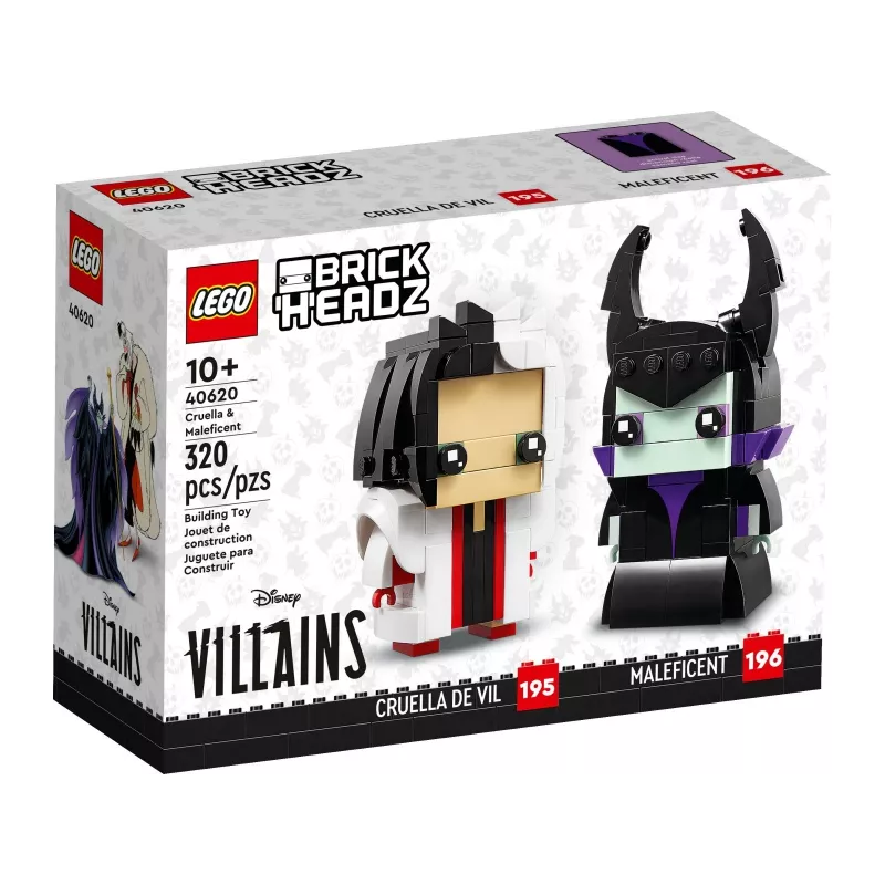 Kolekcinės figūrėlės LEGO Cruella ir Diabolina BrickHeadz 40620 rinkinys, 2 figūrėlės