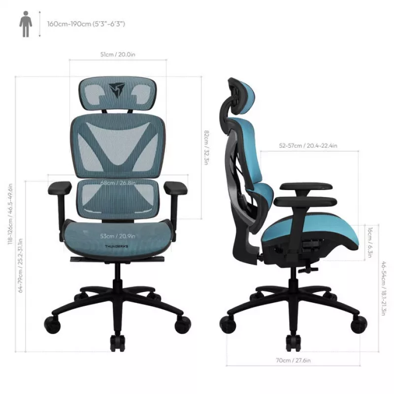 ThunderX3 XTC Ergonominė biuro kėdė - juodas/mėlynas