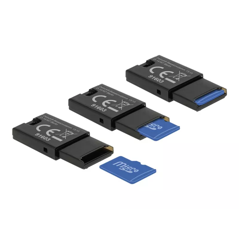 DeLOCK USB 2.0 kortelių skaitytuvas juodas Micro SD MicroSDHC MicroSDXC 480 Mbit/s