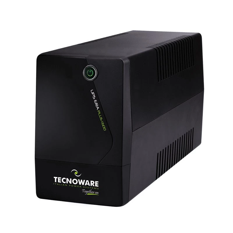 Nepertraukiamo maitinimo šaltinis TECNOWARE Era Plus 1600 — linijinės sąveikos UPS 1,6 kVA / 1120 W, 2 kintamosios srovės lizdai, USB Type-B, juodas