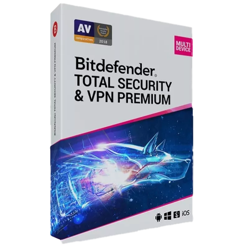 Bitdefender Total Security + Premium VPN | 3 kompiuteriams | 1 metai | Tik ES