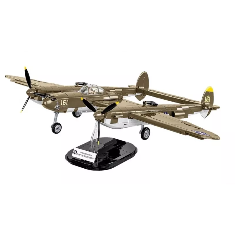 Cobi Building Blocks Lockheed P-38H Lightning rinkinys 5763 — mastelinis modelio rinkinys, kolekcinis lėktuvo modelis