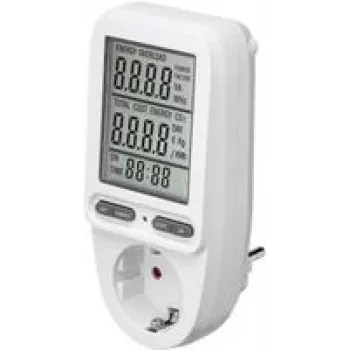 Goobay 64589. Ekranas: LCD. Maitinimo šaltinis: kintamoji srovė, maksimali srovė: 16 A, maks. galia: 3680 W. Plotis: 146 mm, gylis: 70 mm, aukštis: 74,5 mm (64590)