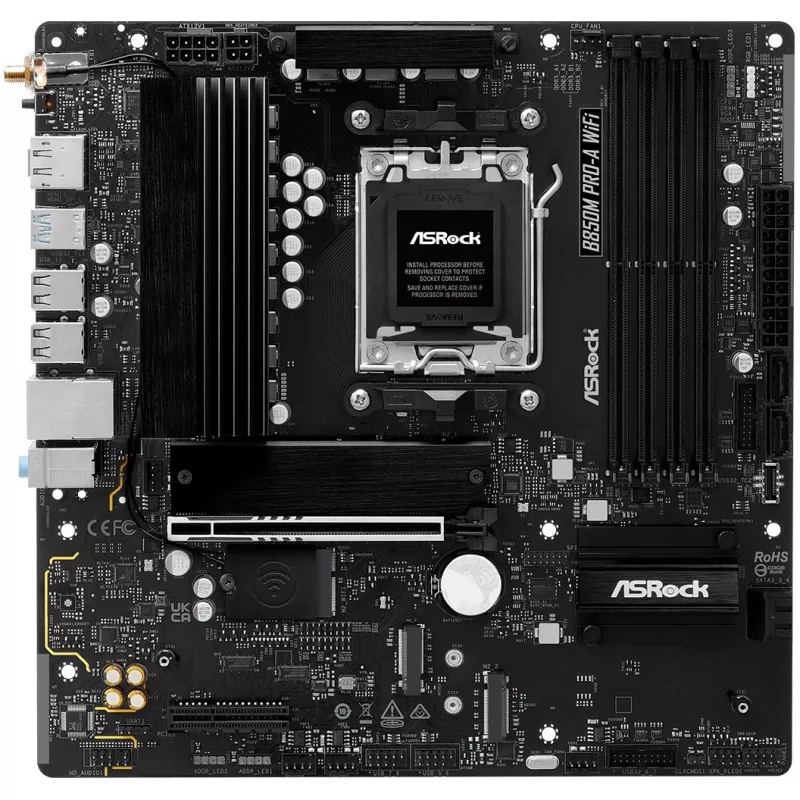 Motininė plokštė ASRock B850M Pro-A WiFi micro ATX – AMD B850, Socket AM5, DDR5, 4x DIMM, 256GB, Wi‑Fi, 2.5Gb LAN