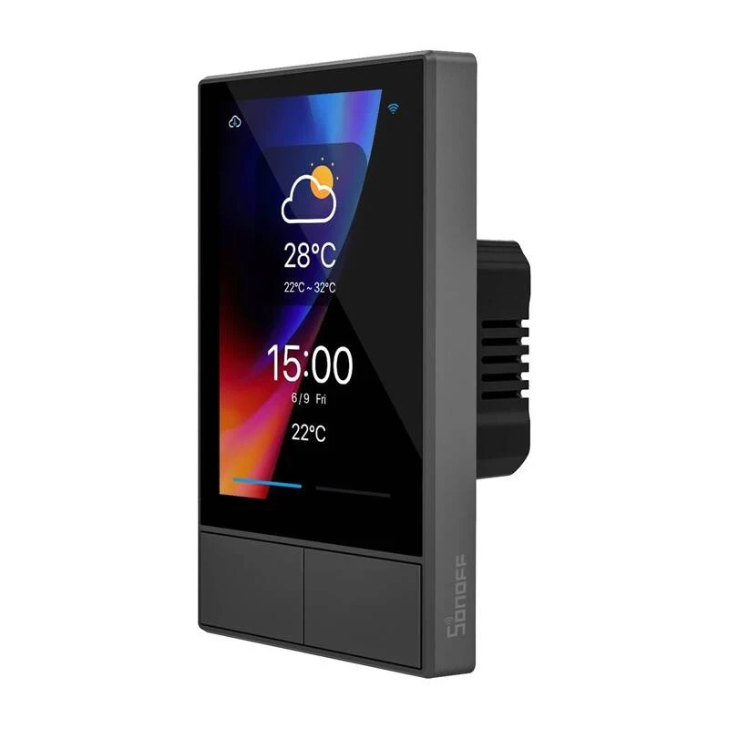 Prie sienos montuojamas išmanusis Wi‑Fi valdymo skydelis Sonoff NSPanel juodas 120 mm