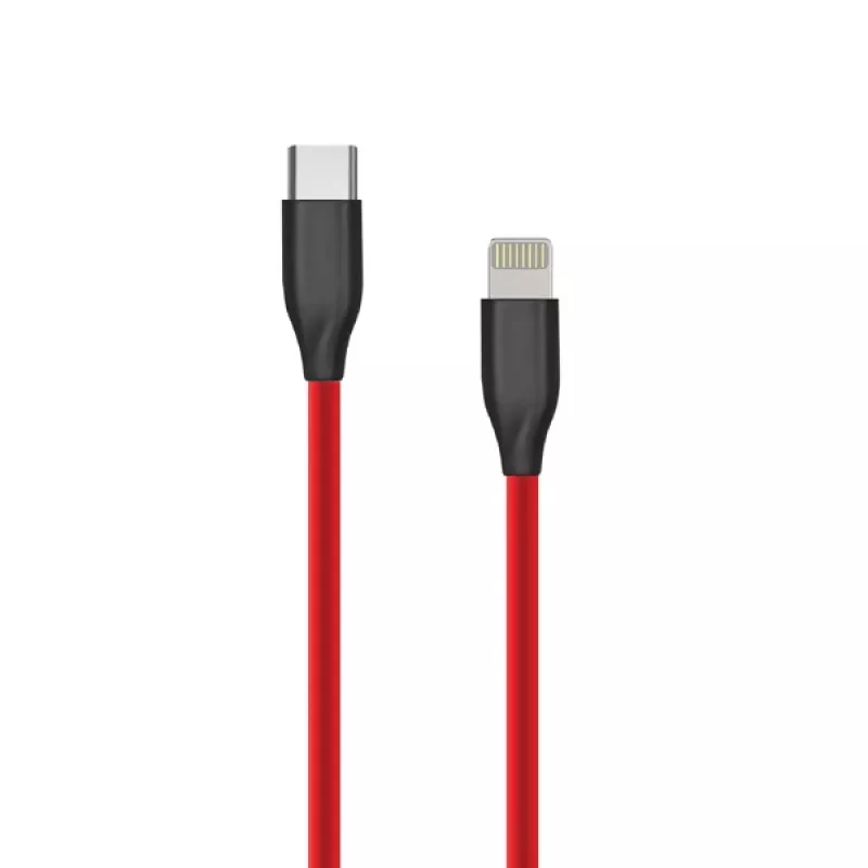Silikono kabelis USB Type C – Lightning, 1 m (raudonas)