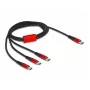 USB įkrovimo laidas DeLOCK 3 viename USB Type-C į 3 x USB Type-C 1 m juoda/raudona