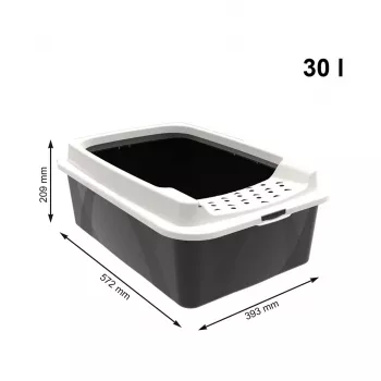 Atviras kačių tualetas rotho Bonnie Cat 572×393×209 mm, technopolimeras, 30 l, juoda/pilka
