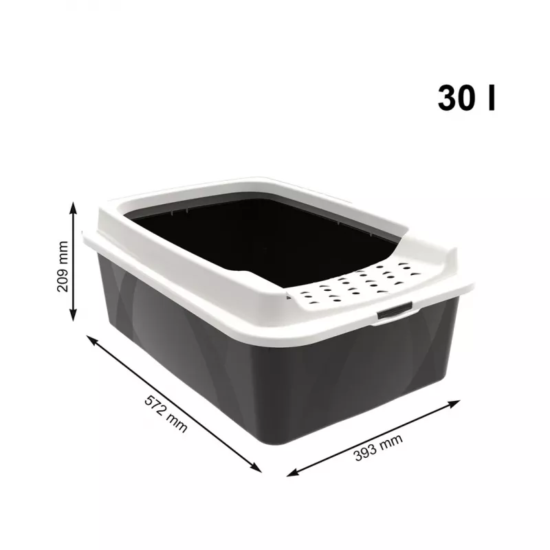 Atviras kačių tualetas rotho Bonnie Cat 572×393×209 mm, technopolimeras, 30 l, juoda/pilka