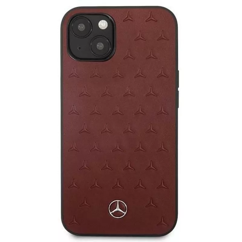 Mercedes MEHCP13SPSQRE iPhone 13 mini 5,4 Raudonas/raudonas kietas dėklas Oda Žvaigždžių raštas