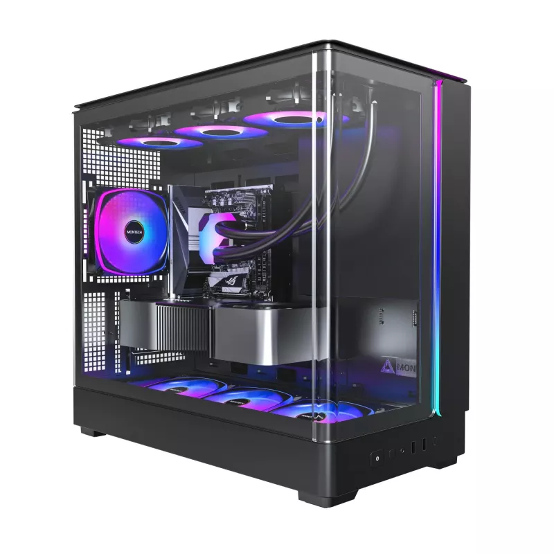 PC Case Montech KING 15 PRO Juoda — micro ATX / Mini-ITX midi tower