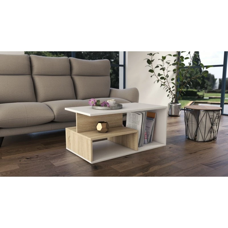Topeshop PRIMA SON MIX kavos / šoninis / galinis staliukas, kavos staliukas, laisvos formos, 1 koja