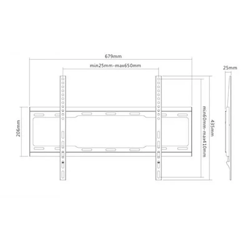 TV sieninis laikiklis Sunne 37-70-EF 37–70 colių televizoriams, maks. 40 kg, VESA 200x200–600x400, juodas