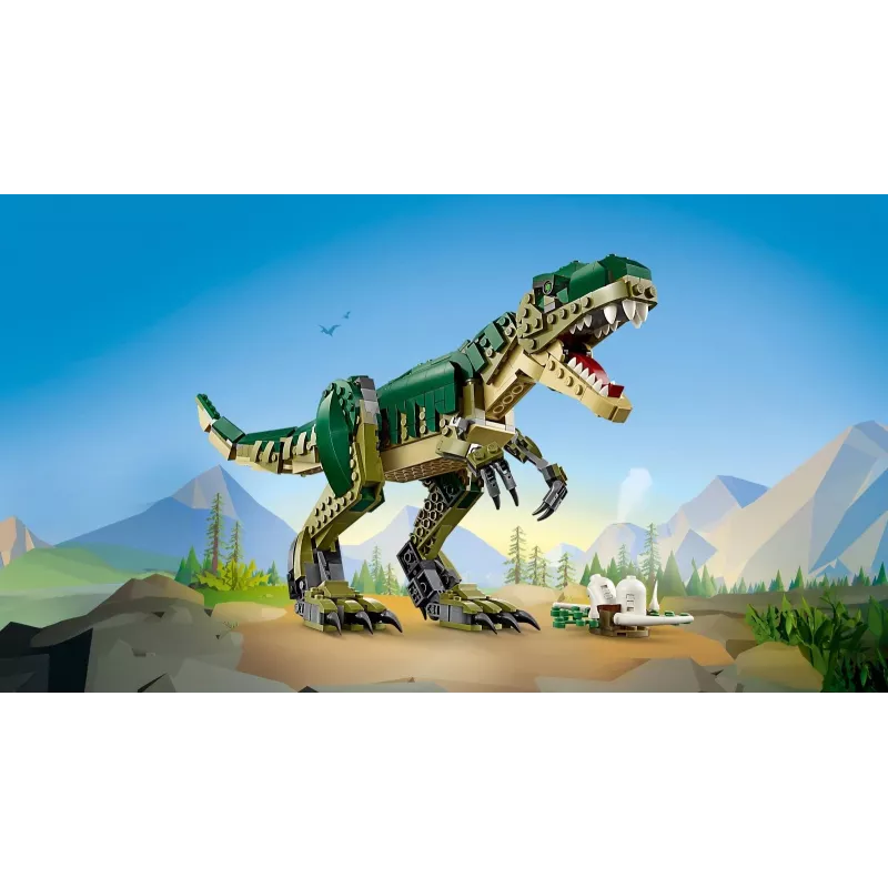 Konstruktorius LEGO Creator 3-in-1 T.Rex statomas modelio rinkinys, 626 vnt., 150 mm aukštis, amžius 9+