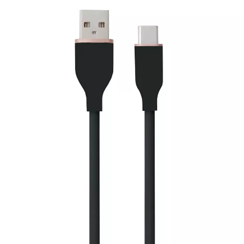 Silikoninis laidas USB Type-A – Type-C (juodas, 3 m)