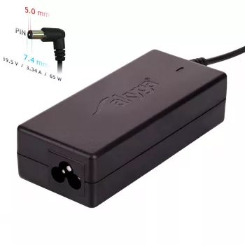 Nešiojamojo kompiuterio maitinimo adapteris Akyga AK-ND-05 65W 19,5V 3,34A, skirtas DELL, 1,2 m laidas, juodas