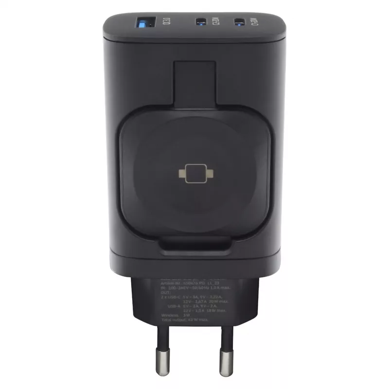 RealPower 450476 mobiliojo įrenginio įkroviklis išorinė baterija, išmanusis laikrodis, planšetė juoda kintamoji srovė belaidis įkrovimas greitasis įkrovimas vidaus