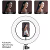 Maclean MCE610 10 12W LED žiedinis apšvietimas su trikoju stovu ir Bluetooth užraktu, 3 spalvos, 10 ryškumo lygių, 10%–100% reguliuojamas ryškumas, 160 LED, išmaniojo telefono laikiklis