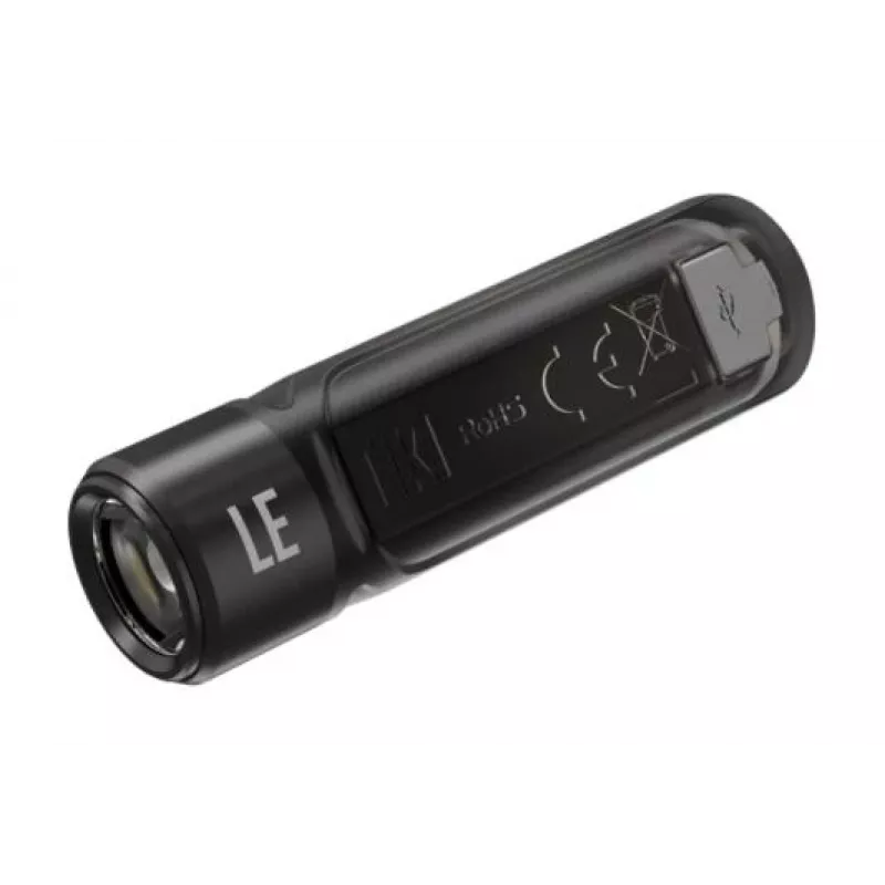 Rankinis žibintuvėlis Nitecore TIKI LE — 300 lm, USB-įkraunamas, polikarbonatas, IP66, atsparus smūgiams, 10,5 g, 55 mm, juodas