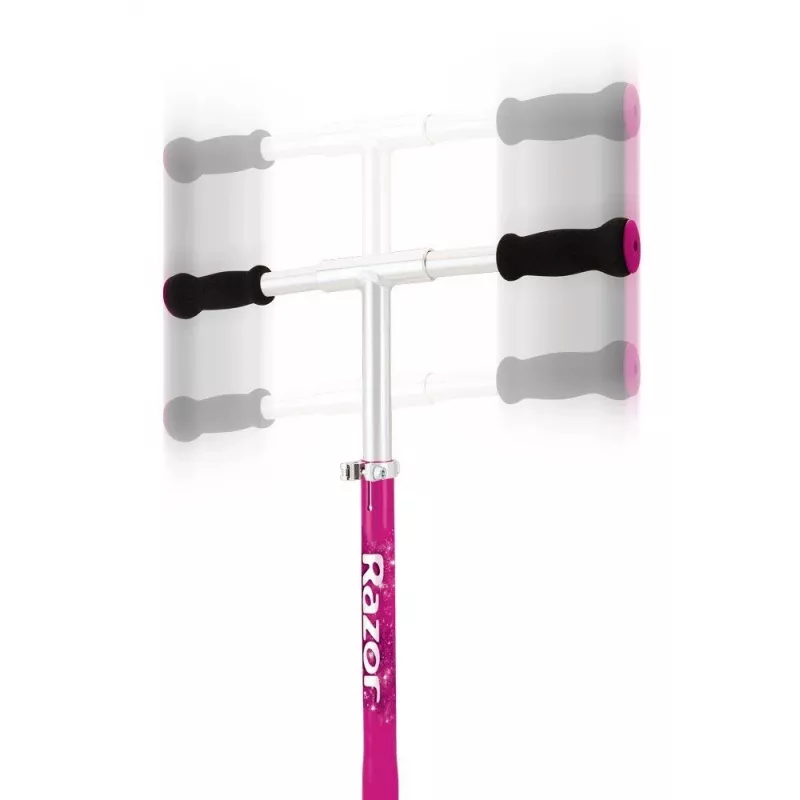 Paspirtukas „Razor A5 Lux“ — aliuminis sulankstomas, 20 cm poliuretano ratai, reguliuojamas vairas, maks. apkrova 100 kg, rožinis