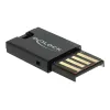 DeLOCK USB 2.0 kortelių skaitytuvas juodas Micro SD MicroSDHC MicroSDXC 480 Mbit/s