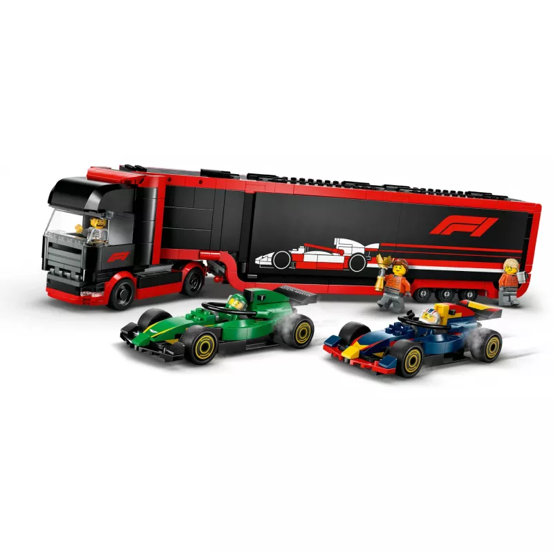 LEGO CITY 60445 F1 - Sunkvežimis su RB20 ir AMR24 F1 automobiliais
