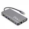 UNITEK uHUB O8+ laidinis USB 3.2 Gen 1 Type-C pilkas 100W Power Delivery