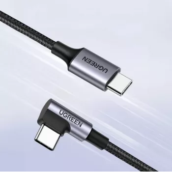 Ugreen USB-C (tiesus) / USB-C (kampuotas) PD QC 60W 3A 0,5m US255 (pilka)