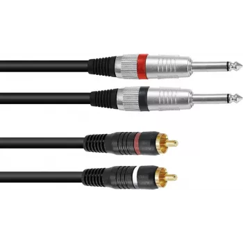 Garso adapterio laidas Omnitronic 2x 3,5 mm lizdas prie 2x RCA, 3 m, juodas