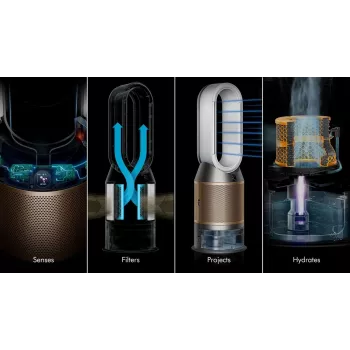 Oro valytuvas Dyson Purifier Humidify + Cool De-Nox 62,4 dB 45 W Auksinis Baltas