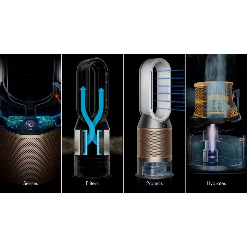 Oro valytuvas Dyson Purifier Humidify + Cool De-Nox 62,4 dB 45 W Auksinis Baltas
