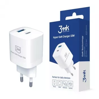 3MK įkroviklis 33W GaN PD 1xUSB-A+1xUSB-A, baltas