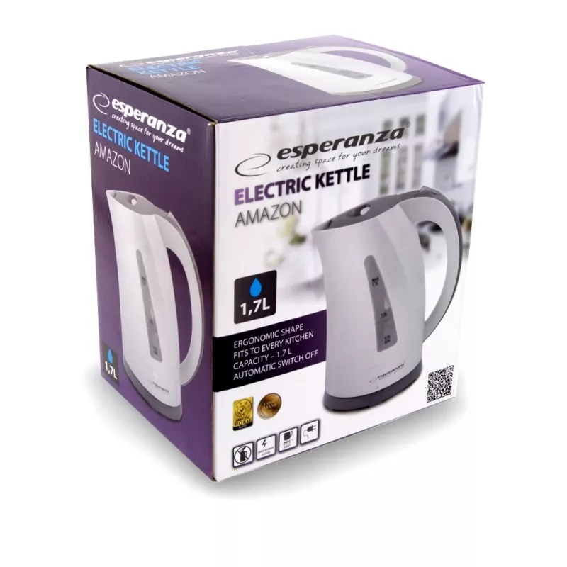 Elektrinis virdulys Esperanza 1.7 L 2200 W Pilka Balta