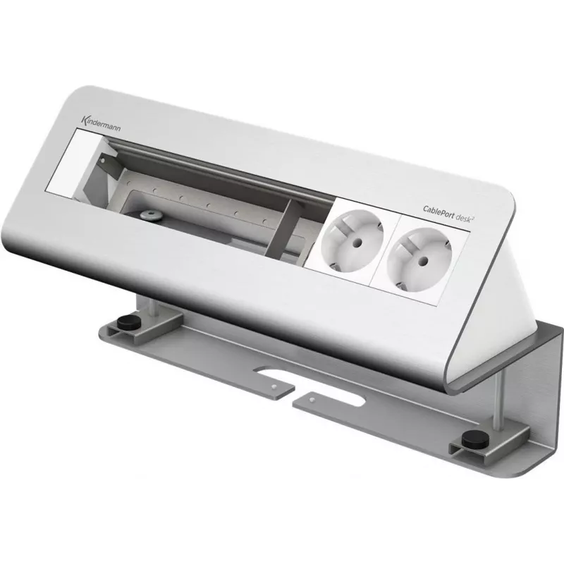 Kindermann CablePort desk² 6 lizdų - kištukinių lizdų korpusas - paviršiuje montuojamas - maitinimo šaltinis X 2 - anoduotas aliuminis (7430000062)