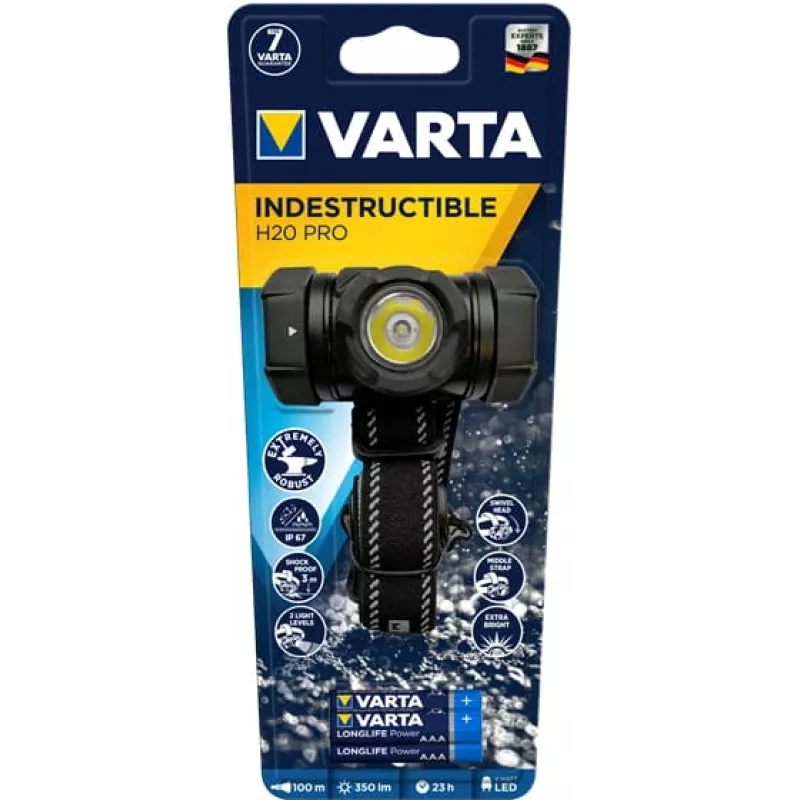 Galvos žibintuvėlis Varta INDESTRUCTIBLE H20 PRO juodas LED 350 lm