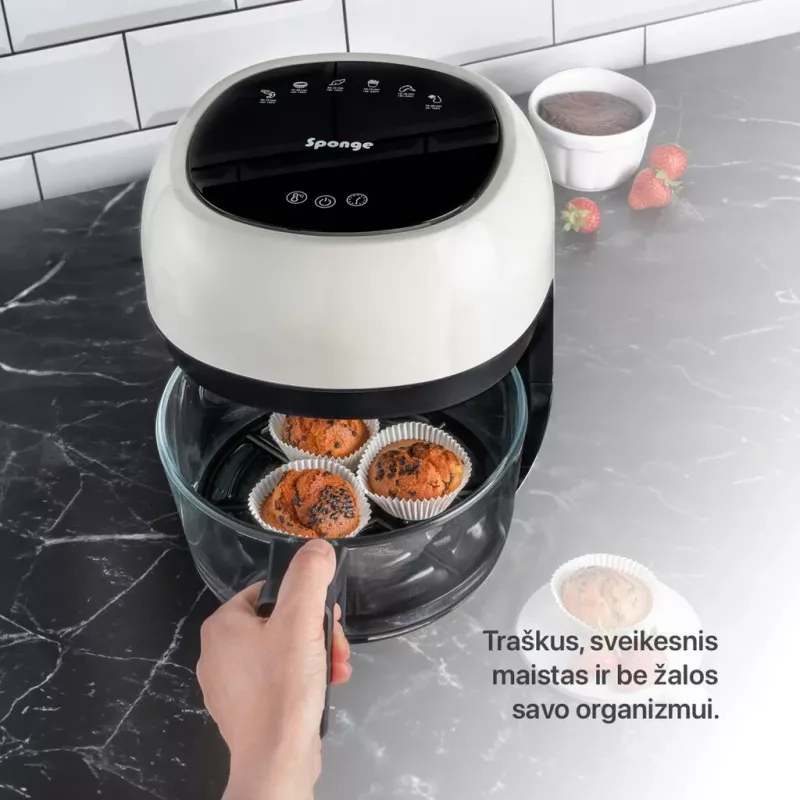 Deep Fryer Sponge oro gruzdintuvė Glass 4L Transparent Design