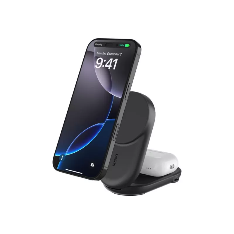 Vidinis įkroviklis Belkin UltraCharge 25w Qi2 2in1 Magnetic USB-C Juoda Round