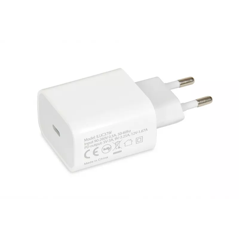 Vidinis USB Type-C greitasis įkroviklis IBOX C-37, 20 W, USB‑C PD 3.0, 3 A išėjimas, baltas
