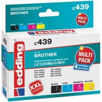 edding spausdintuvo kasetės EDD-439 juoda, žalsvai mėlyna, purpurinė, geltona, suderinama su brother LC-1240BK/C/M
