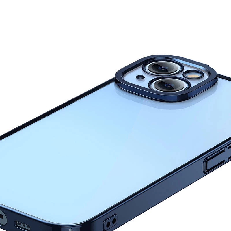 Apsauginis dėklas ir grūdinto stiklo rinkinys Baseus, skirtas iPhone 14 Plus — blizgantis permatomas mėlynas