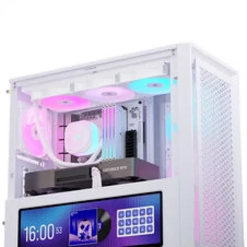 Corsair FRAME 4000D LCD RS PC korpusas, Midi-Tower, ATX, ARGB, grūdintas stiklas - balta