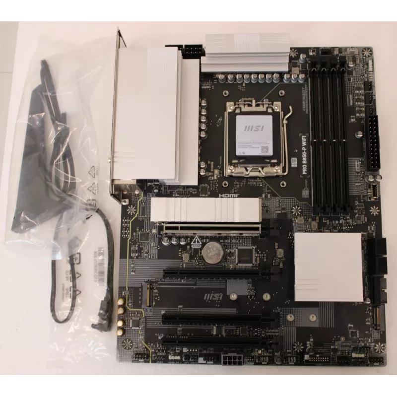 Pagrindinė plokštė MSI PRO B850-P WIFISO — naudota atnaujinta, įdėta baterija, garantija 3 mėn., galinis skydelis pridedamas