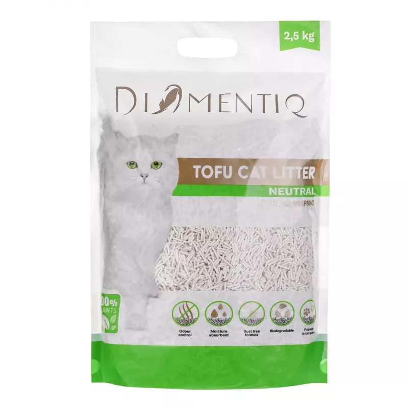 DIAMENTIQ Tofu Neutral Ultra sulimpantis - augalinis kraikas - 2.5 kg
