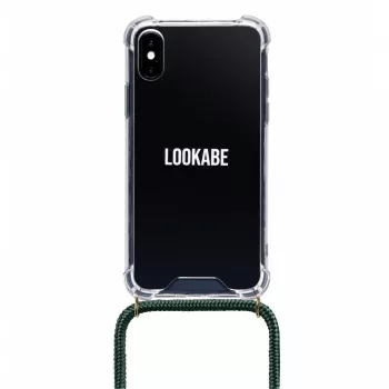 Telefono karolių dėklas Lookabe, skirtas iPhone X / Xs — auksinis su žaliu dirželiu